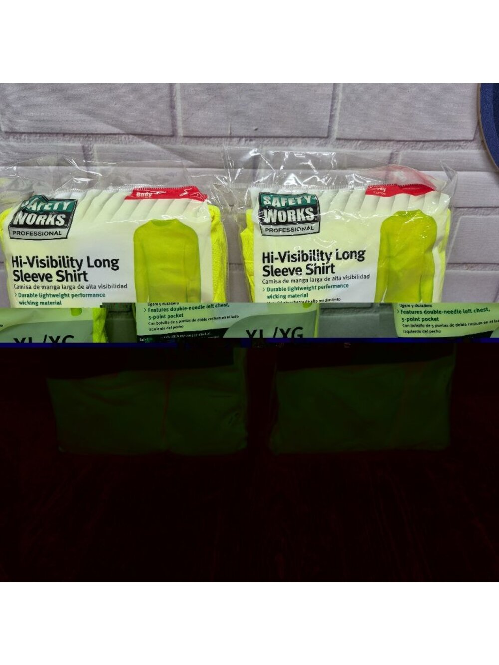 LOT OF 2~Hi-Vis Long Sleeve Safety Pocket Tee~Wicking~XL ANSI/ISEA~NEW